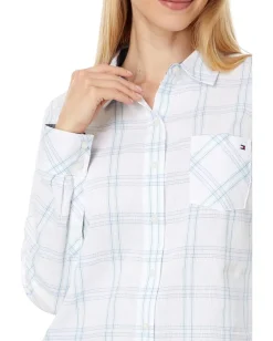 Tommy Hilfiger Pebble Plaid Roll Tab Bright White Multi Hot