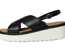 Lucky Brand Pebina Cross Band Wedge Sandals Black Sale