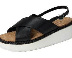 Lucky Brand Pebina Cross Band Wedge Sandals Black Sale