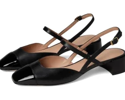 Cole Haan Pella Block Heel Slings Black Leather/Black Patent Sale