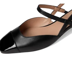 Cole Haan Pella Block Heel Slings Black Leather/Black Patent Sale