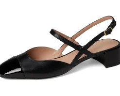 Cole Haan Pella Block Heel Slings Black Leather/Black Patent Sale