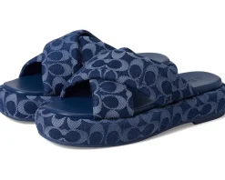 COACH Penelope Signature C Sandals Deep Blue Outlet