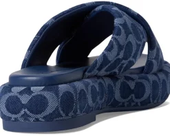 COACH Penelope Signature C Sandals Deep Blue Outlet