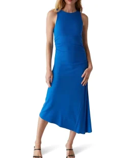 Michael Stars Perez Ruched Sleeveless Midi Dress Bahama Sale