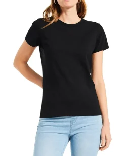 NIC+ZOE Perfect Knit Crew Neck T-Shirt Black Onyx Outlet