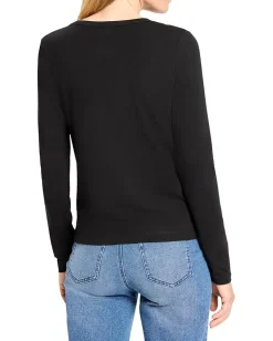 NIC+ZOE Perfect Knit Long Sleeve Top Black Onyx Sale