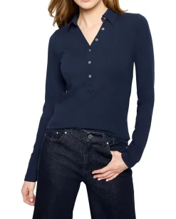 NIC+ZOE Perfect Knit Rib Polo Dark Indigo Sale