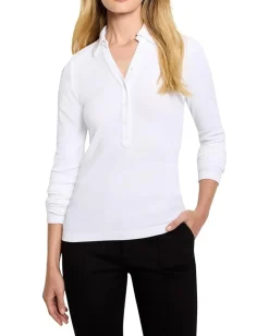 NIC+ZOE Perfect Knit Rib Polo Paper White New
