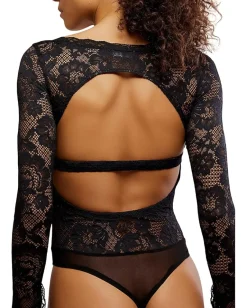 Free People Perfectly Fine Bodysuit Black Best