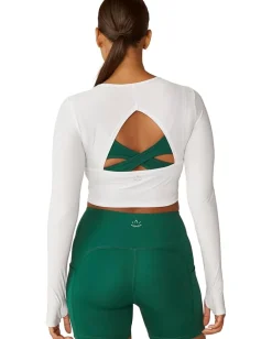 Beyond Yoga Performance Knit Resilient Cropped Pullover Lunar White Outlet