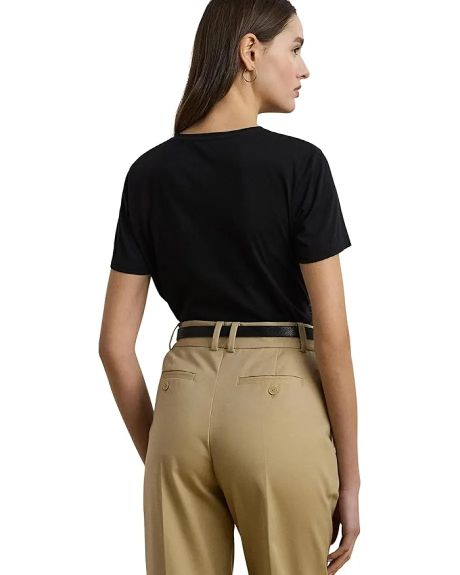 Women Lauren Ralph Lauren Petite Beaded-logo Cotton Jersey Tee