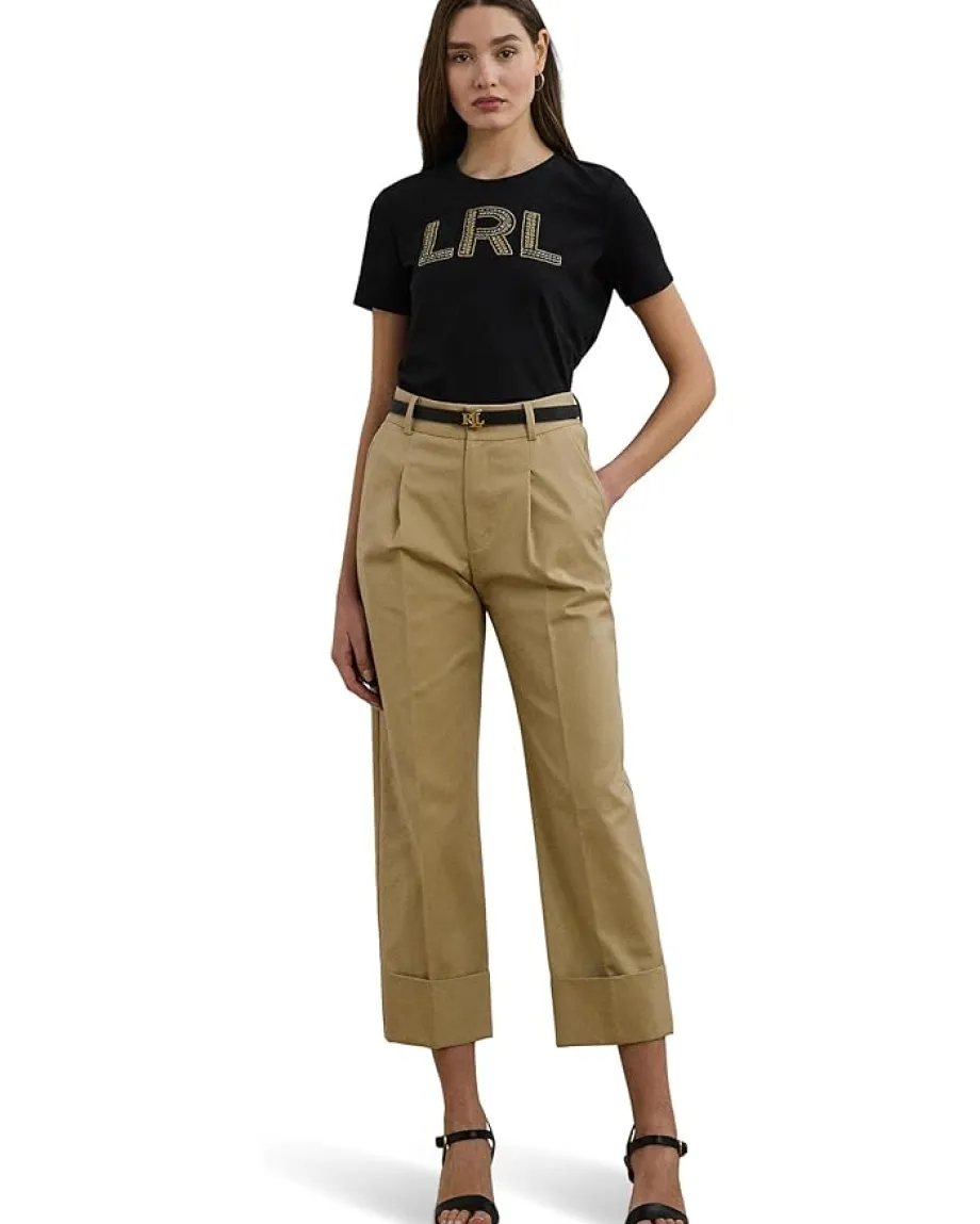 Women Lauren Ralph Lauren Petite Beaded-logo Cotton Jersey Tee