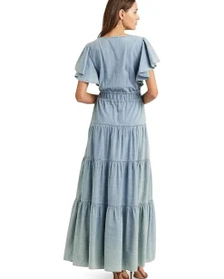 Women Lauren Ralph Lauren Petite Chambray Tiered Maxidress