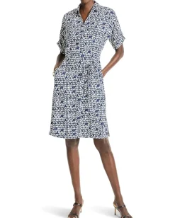 NIC+ZOE Petite Etched Angles Belted Devon Dress Indigo Multi Online