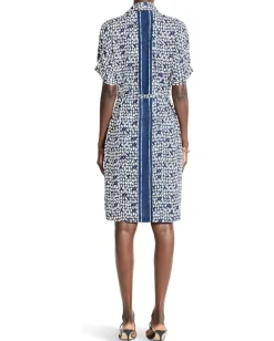 NIC+ZOE Petite Etched Angles Belted Devon Dress Indigo Multi Online