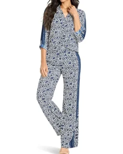 NIC+ZOE Petite Etched Angles Shirt Indigo Multi Clearance