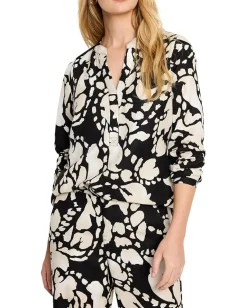 NIC+ZOE Petite Evening Petal Woven Shirt Black Multi Clearance