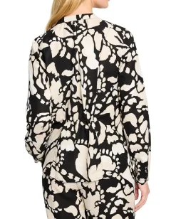 NIC+ZOE Petite Evening Petal Woven Shirt Black Multi Clearance