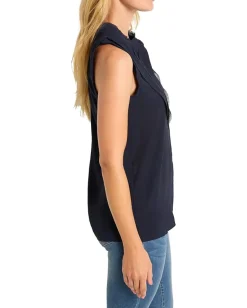NIC+ZOE Petite Falling Chiffon Woven Tank Dark Indigo Clearance