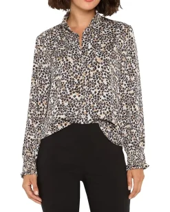 NIC+ZOE Petite Little Leopard Top Neutral Multi