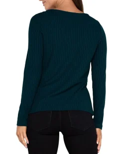 Liverpool Los Angeles Petite Long Sleeve Boat Neck Knit Top Dark Forest Sale