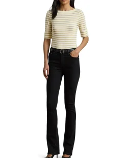 Women Lauren Ralph Lauren Petite Metallic Striped Boatneck Tee