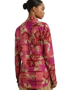 Women Lauren Ralph Lauren Petite Relaxed Fit Floral Linen Shirt
