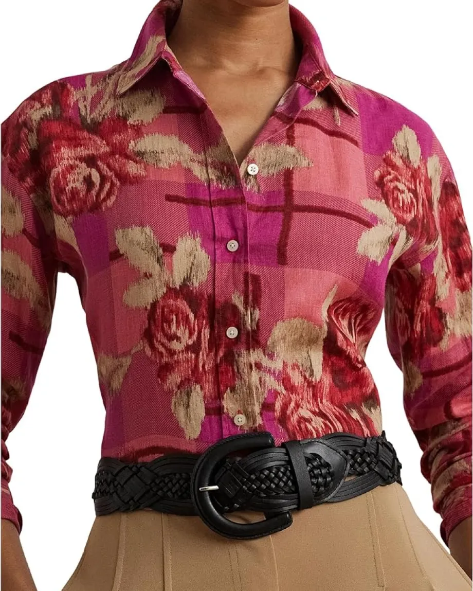 Women Lauren Ralph Lauren Petite Relaxed Fit Floral Linen Shirt