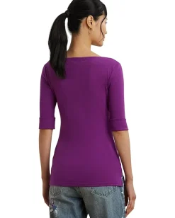 Women Lauren Ralph Lauren Petite Stretch Cotton Boatneck Tee