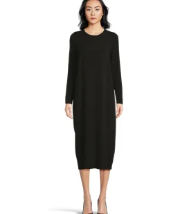 Eileen Fisher Petite Stretch Jersey Knit Full Length Oval Dress Black Sale