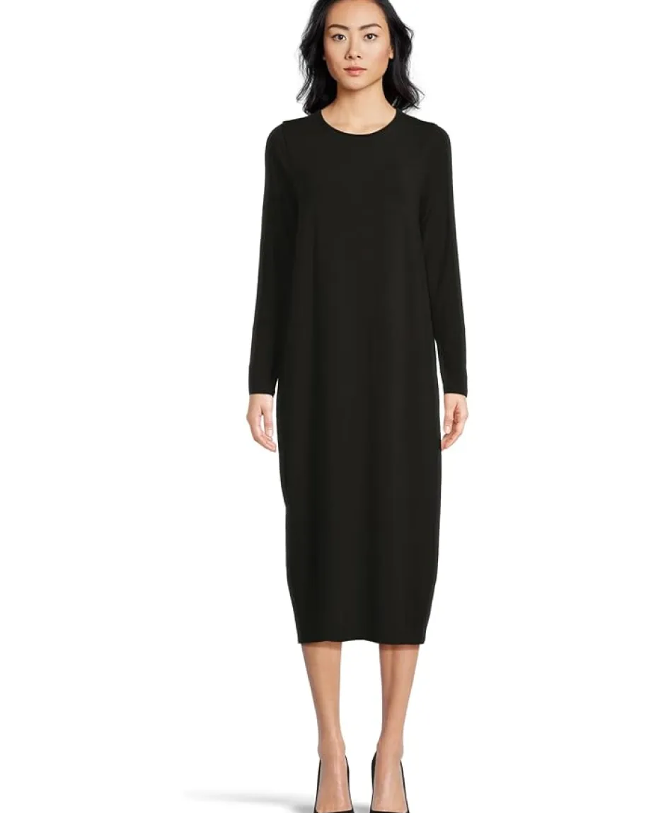 Eileen Fisher Petite Stretch Jersey Knit Full Length Oval Dress Black Sale