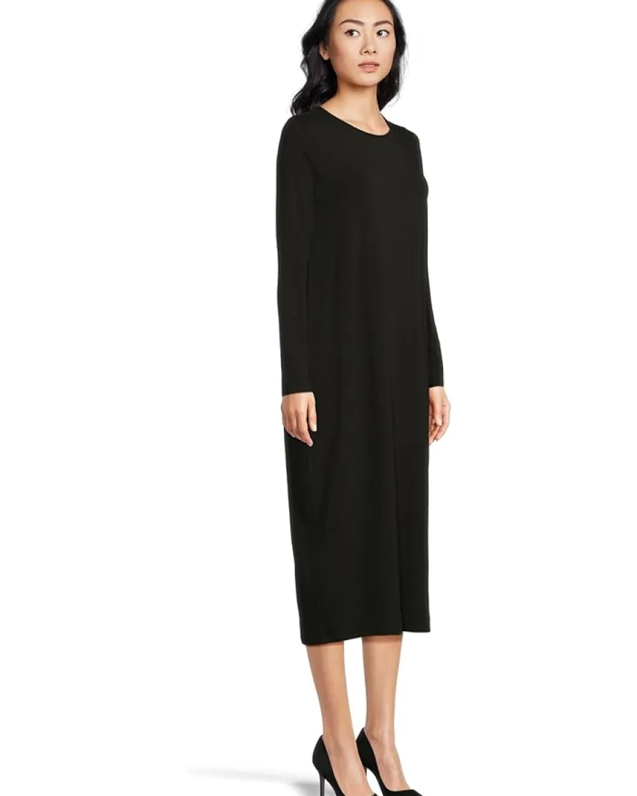 Eileen Fisher Petite Stretch Jersey Knit Full Length Oval Dress Black Sale