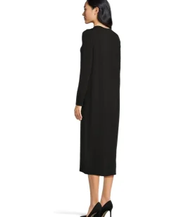Eileen Fisher Petite Stretch Jersey Knit Full Length Oval Dress Black Sale