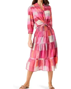 Women NIC+ZOE Petite Sunset Plaid Cotton Girlfriend Shirt