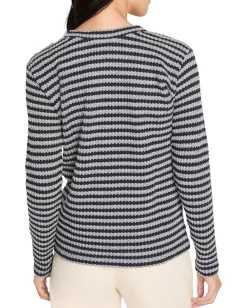 Women NIC+ZOE Petite Texture Stripe Button Shoulder Top