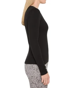Women NIC+ZOE Petite Trimmed Perfect Knit Rib V-neck Top