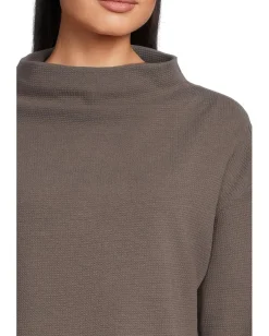 Women Eileen Fisher Petite Waffle Doubleknit Funnel Neck Box Top