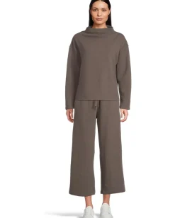 Women Eileen Fisher Petite Waffle Doubleknit Funnel Neck Box Top