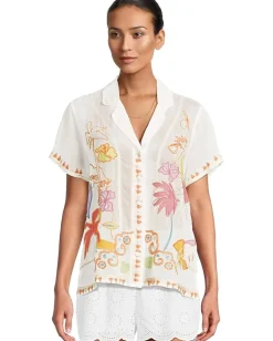 Johnny Was Piper Applique Shirt Natural Hot