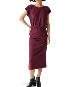 Michael Stars Pippa Gathered Empire Midi Dress Beetroot Outlet