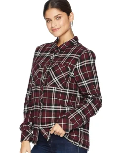 Volcom Plaid About You Long Sleeve Burgundy Online