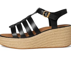 FitFlop PLATFFORMS Espadrille Leather Fisherman Wedge Sandals Black Online