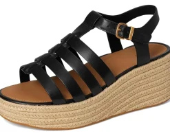 FitFlop PLATFFORMS Espadrille Leather Fisherman Wedge Sandals Black Online