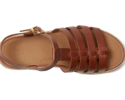 FitFlop PLATFFORMS Espadrille Leather Fisherman Wedge Sandals Deep Tan Outlet