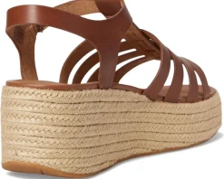 FitFlop PLATFFORMS Espadrille Leather Fisherman Wedge Sandals Deep Tan Outlet