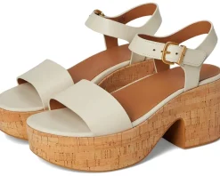 FitFlop Platfforms Leather/Cork Heeled Ankle-Strap Sandals Paris Beige Sale