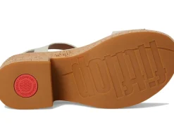 FitFlop Platfforms Leather/Cork Heeled Ankle-Strap Sandals Paris Beige Sale