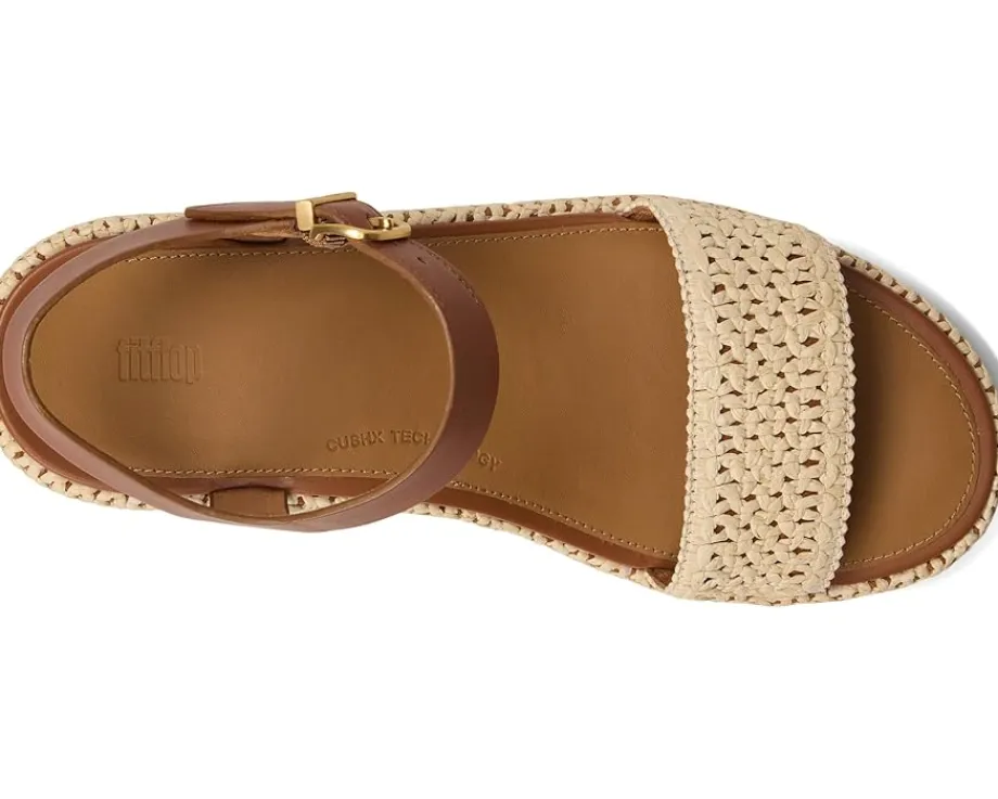 FitFlop Platfforms Woven Wedge Ankle-Strap Sandals Deep Tan/Ivory