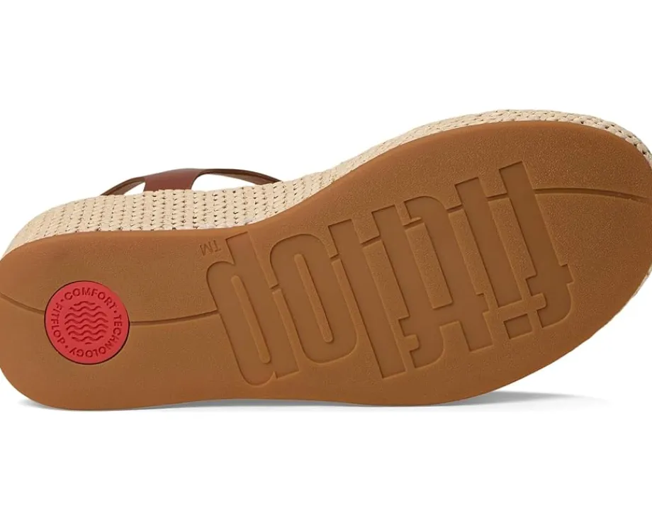 FitFlop Platfforms Woven Wedge Ankle-Strap Sandals Deep Tan/Ivory